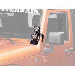 Supports + 4 phares additionnels Leds Rugged Ridge pour Jeep Wrangler JK de 2007 à 2017