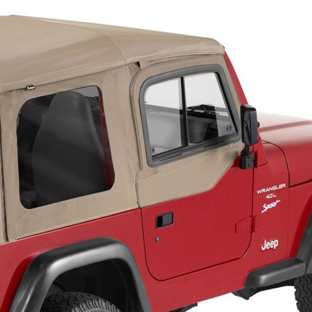 Hauts de portes en toile vitrés Dark Tan pour Jeep Wrangler TJ.