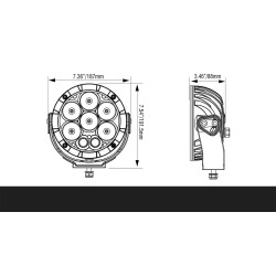 Phare LED Cannon 6.7" Adventure 80 watts Vision-X