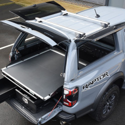 Plateau coulissant + tiroirs revêtement Rhino Deck Pro//Top Ford Ranger Raptor